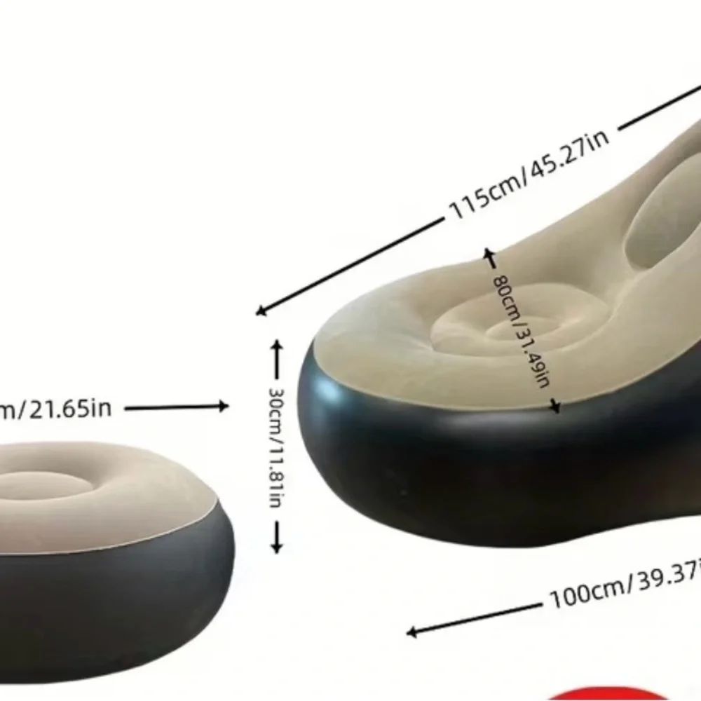 2-Pack PVC Inflatable Chairs with Footrests & Pump – Red & Beige Indoor/Outdoor